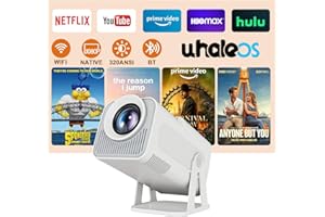 ALWTNIET [Netflix Licensed] Smart Mini Projector 320ANSI Native 1080P 4K Support with Official Apps, Portable Projector with WiFi and BT for Home Theater/Outdoor/Bedroom HY320 NTV