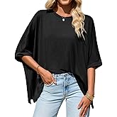 Tankaneo Womens Oversized Tshirts Batwing Short Sleeve Asymmetric Hem Tops Summer Casual Loose Fit Tunic Tee Shirts