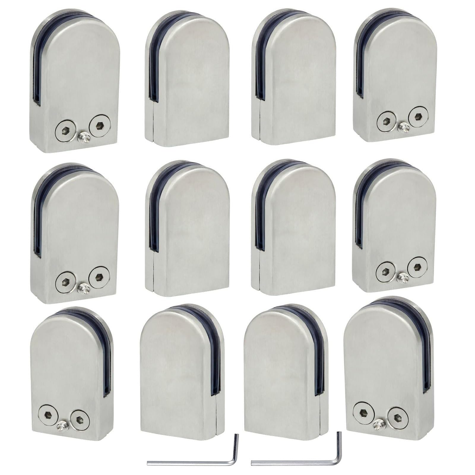 Discoball 12 x (6-8mm) Stainless Steel 304 Glass Clamp Clip for Stair Window (12-Pack) - Upgraded