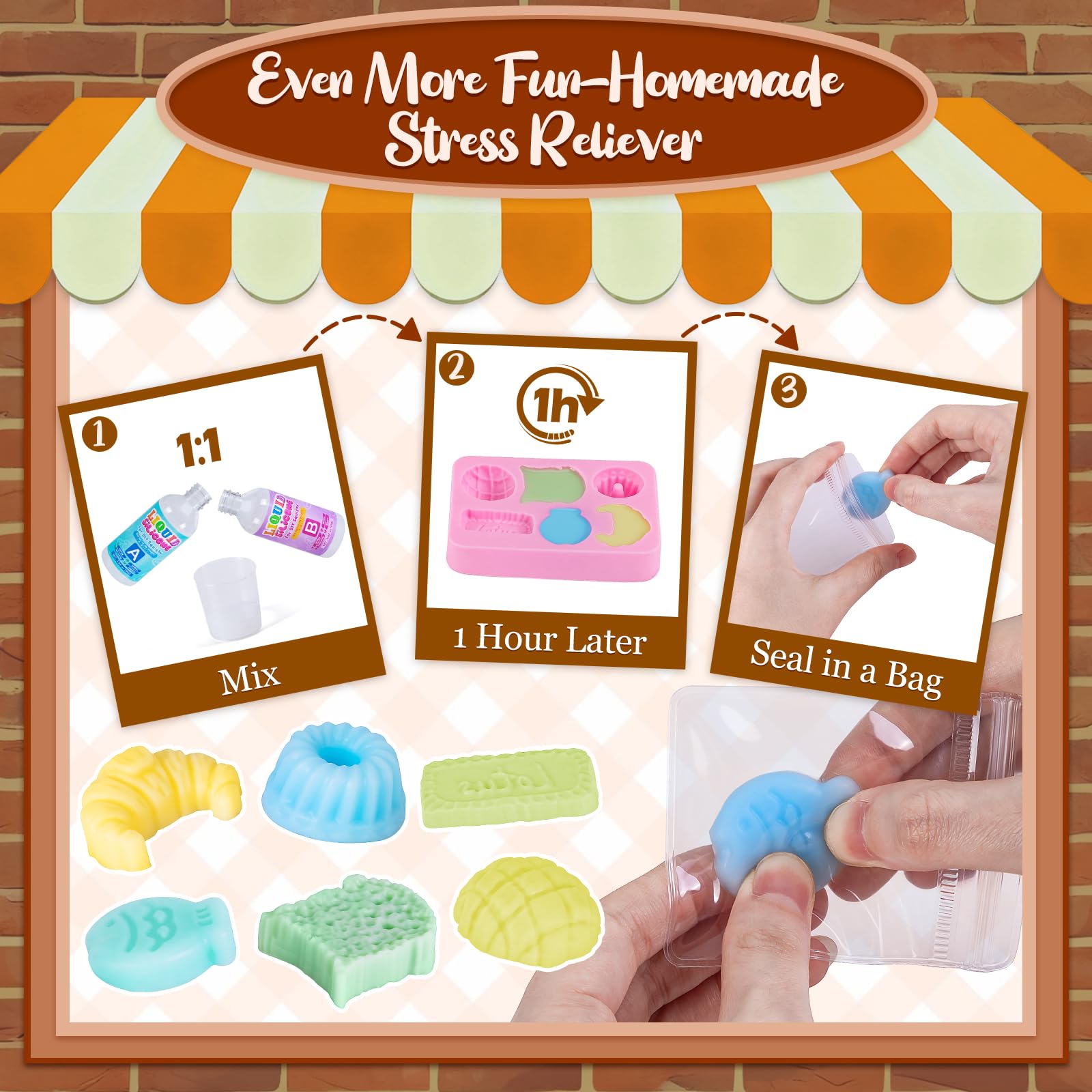 Ltteaoy DIY Miniatur Haus Bastelset für Kinder,Basteln mädchen 6-12 jahre mit LED Squishy selber machen Set Silikon und Modelliermasse,Geschenke mädchen 6/8/10/12 jahre 5