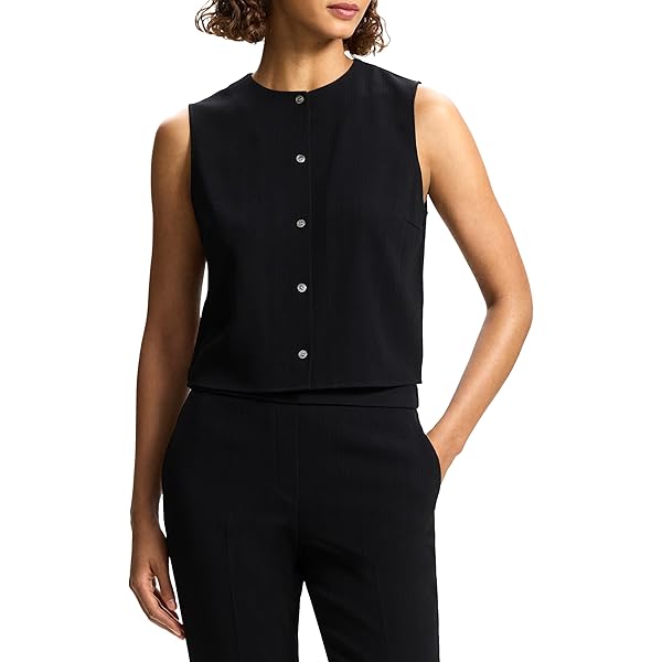 Amazon.com: Theory Women's Slim Vest, Nocturne Navy, P : Clothing