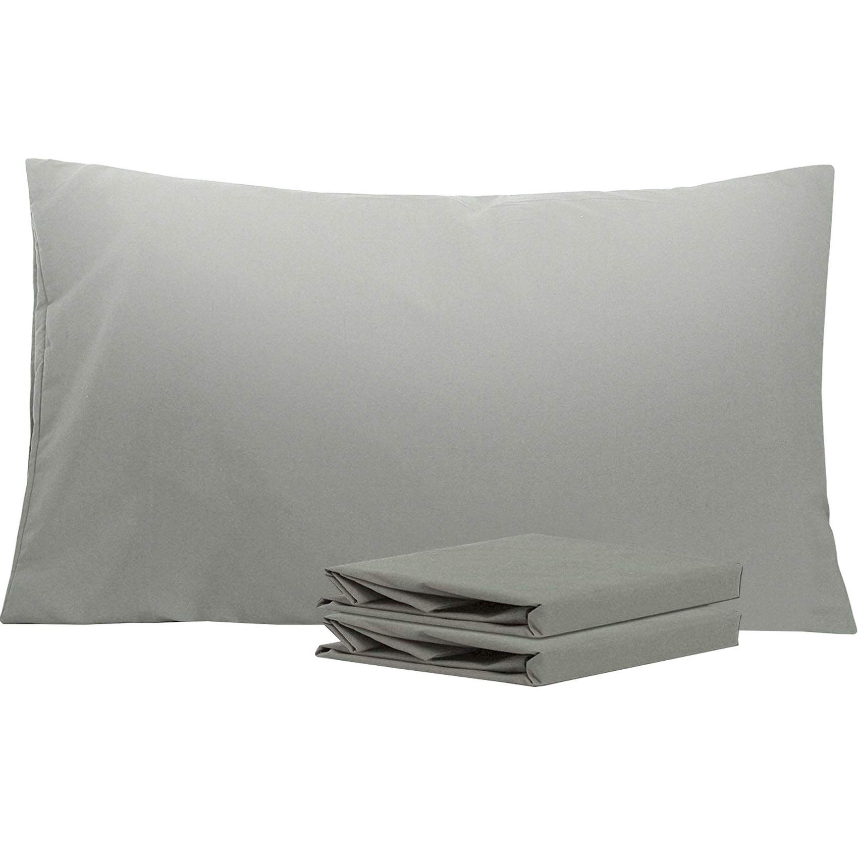 NTBAY 2 Pack 100% Brushed Microfiber Plain Pillowcases, 1800 Super Soft and Cozy, Wrinkle, Fade, Stain Resistant with Envelope Closure Bed Pillow Cases, 50x90 cm, Smoky Grey