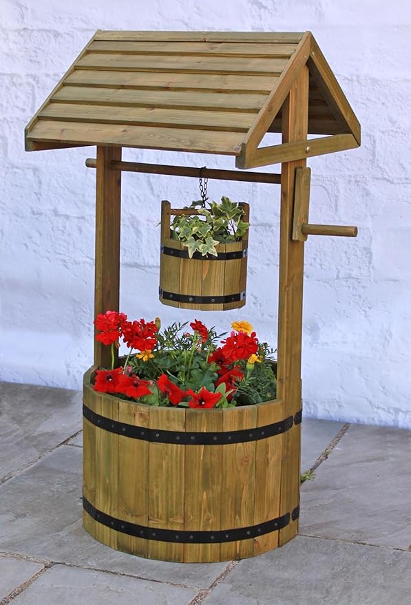 EXTRA LARGE WOODEN GARDEN WISHING WELL PLANTER, 4ft HIGH, GARDEN