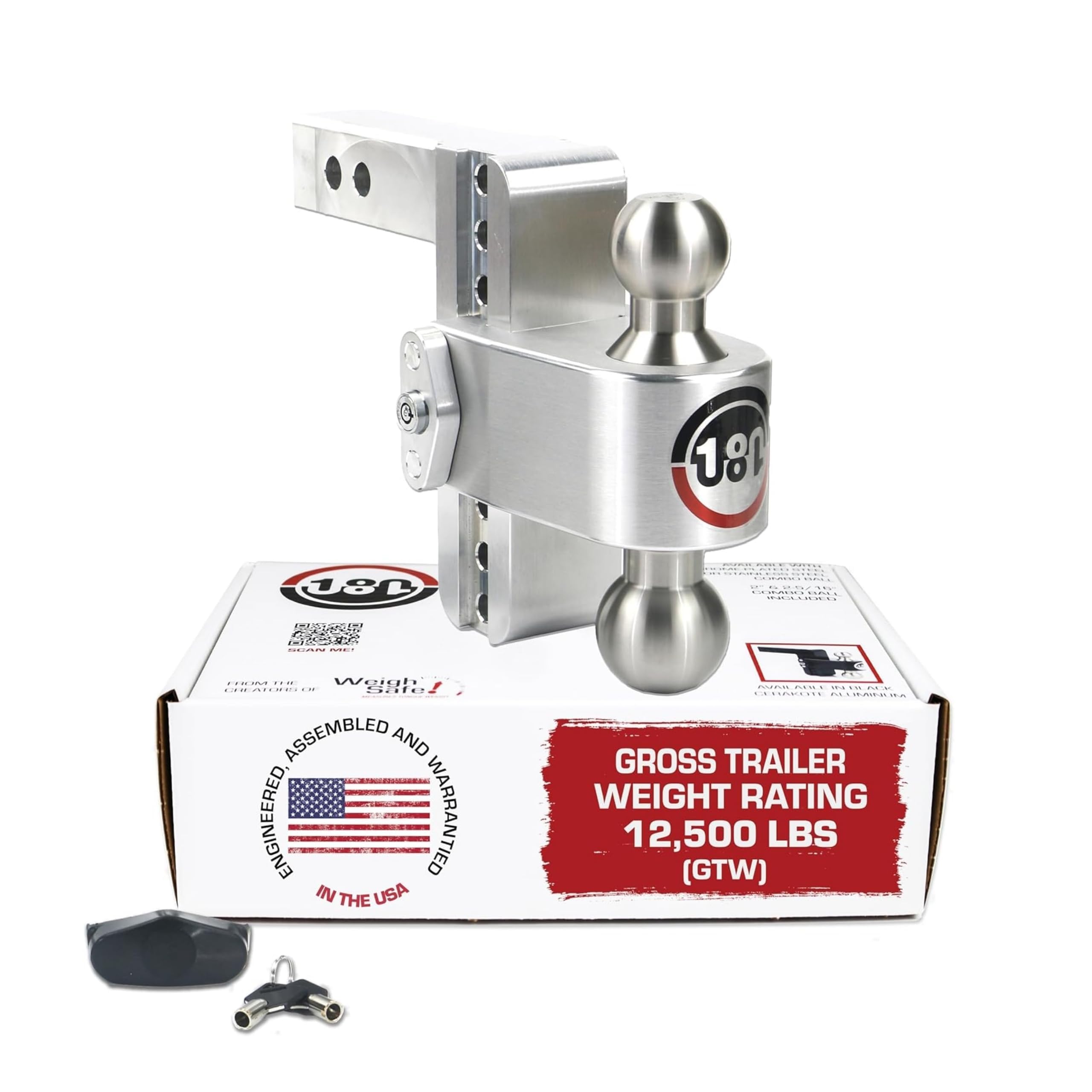 Photo 1 of Weigh Safe Adjustable Trailer Hitch Ball Mount - 6" Adjustable Drop Hitch for 2" Receiver - Premium Heavy Duty Aluminum Trailer Tow Hitch w/ Stainless Steel Tow Balls (2" & 2 5/16") - 12,500 lbs GTW