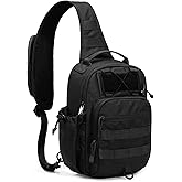 HALOVIE Anti-theft Tactical Sling Bag RFID Black Military Shoulder Bag with Phone Pack EDC Molle Crossbody Bag for men