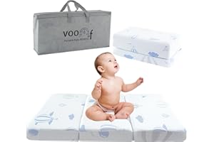 voomf Trifold Pack and Play Mattress - 38"x26" Pack N Play Mattresses Pad with Breathable Removable Cover - High Density Foam Foldable Portable Baby Crib Mattress 2Inch