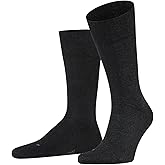 FALKE Men's Sensitive London Socks, Wide Top, Skin-Friendly, Great for Diabetics, Breathable, Sustainable Cotton, Grey (Anthracite Melange 3080) - Sustainable, 12.5-15, 1 Pair