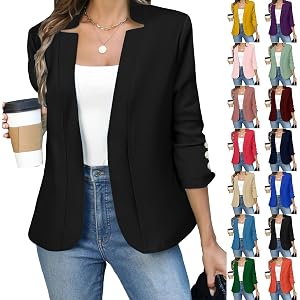 Blazers for Women Business Casual Open Front Dressy Suit Jacket Cropped Blazers Trendy Office Work Cardigan Jackets