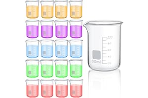 Tanlade 20 Pcs Glass Beaker, Heavy Duty Lab Beaker with Printed, High Borosilicate Class Measuring Cup Bulk Graduation for Laboratories Classrooms or Home (100ml)