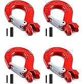 QWORK Clevis Slip Hook with Latch, 4 Pack, 5/16", 2470 lbs Load Limit, Grade 80 Drop Forged Alloy Steel