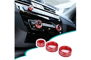 Hudiriy Car Central Control Air Conditioning Knob Ring Compatible with BMW 1 2 3 4 Series F30 F34 F46 3GT X1 F47 F48 U11 Aluminum Air Conditioning Volume knob Trim Protection Accessories (Red)