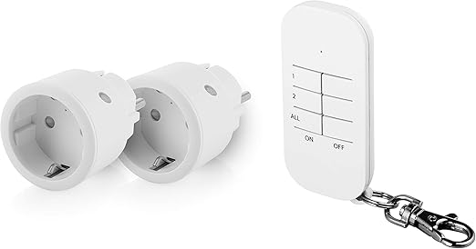 Smartwares SH4 99574   Juego de interruptores de enchufe para interior Plug Connect 2 enchufes inteligentes mando a distancia con llavero