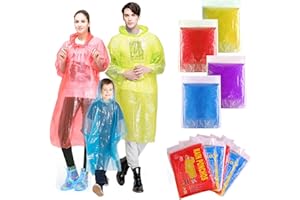 GINMIC Disposable Emergency Rain Ponchos for Kids and Adults, Family Pack with 12pack, 4color