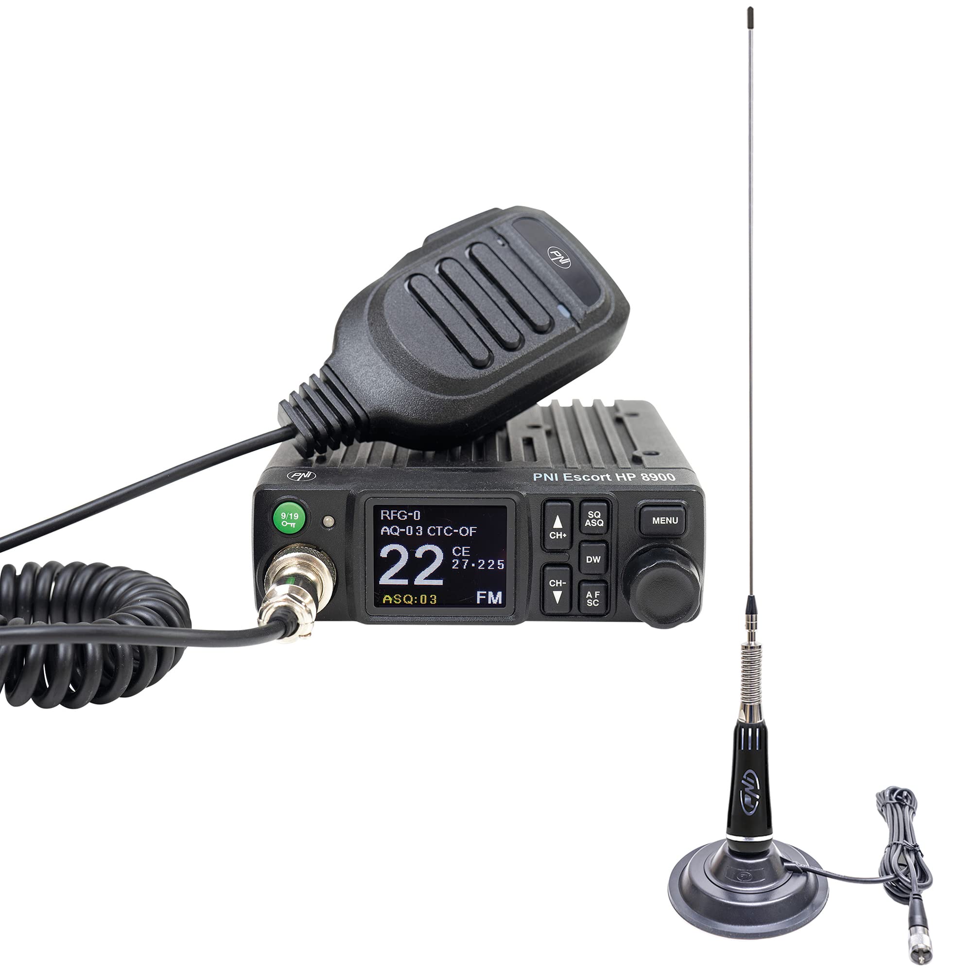 CB PNI Escort Radio HP 8900 ASQ, 12-24V + CB PNI LED 2000 antenna with magnetic base