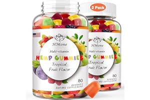 HMONE 2 Packs Organic Hemp Gummies Extra Strengthen High Potency with Pure Hemp Oil Extract Vegan Edible Bear Candy - Non-GMO, Vegan, Low Sugar