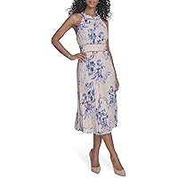 Calvin Klein Women's Printed Scuba Crepe Belted Midi, Antq/White/Multi, 2  at Amazon Women's Clothing store