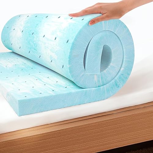 EGO Topper 4 Inch Queen Memory Foam Mattress Topper, Gel Foam Mattress Topper for Pressure Relief, Ventilated Design Bed Topper in a Box, CertiPUR-US Certified, 60"×80", Medium