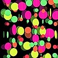 108feet Paper UV Round Dot Neon Garland Blacklight Reactive Glow in The Dark Party Supplies Streamers Glow Fluorescent Hanging Circle Dots Banners for Wedding Birthday Neon Party Decorations