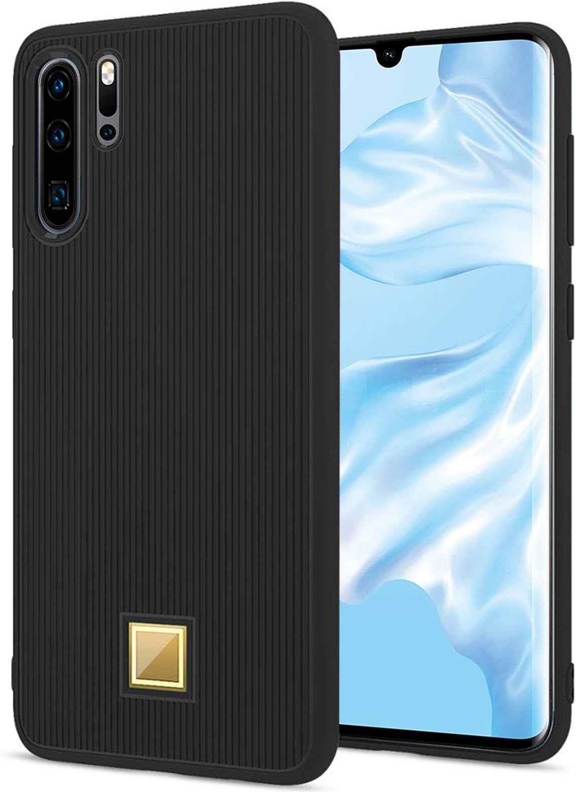 TecKraft Rubberized Back Case Cover for Huawei P30 Pro (Black Bumper)