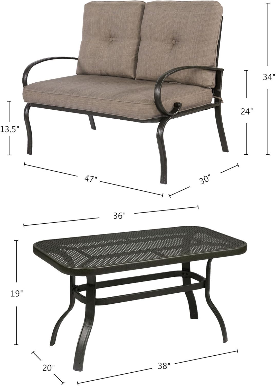 beachcroft patio set on Finefind Patio Loveseat Outdoor 2 Pcs Loveseat Furniture Set Garden Patio Love Seat Bench Sofa With Cushions Gradient Brown Kitchen Dining Amazon Com