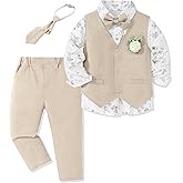 SANMIO Toddler Boys Suits Clothes Dress Boys Gentleman Wedding Suit Outfits 6-Piece Vest Pants Set for 2-12 Years