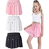 Yitoco Girl's Athletic Shorts High Waist Flowy Butterfly Skirt with Pockets Liner 2 in 1 for Fitness, Running Sports