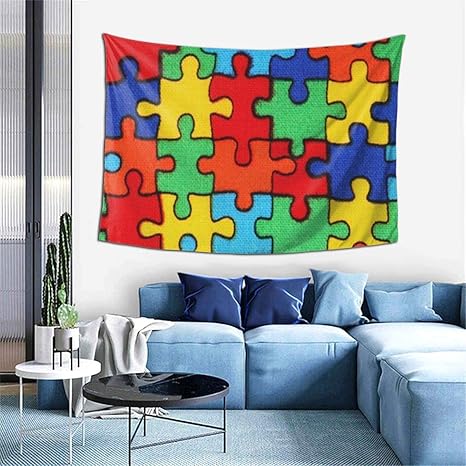 Amazon Co Jp カラフルなジグソーパズルのピース タペストリー おしゃれ インテリア 多機能壁掛け ファブリック装飾用品 個性ギフト 新居祝い152ｘ102cm ホーム キッチン
