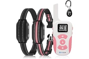 DTCOLLAR 2 Dogs Bark Collar with Remote, 2-in-1 Bark and Shock Collar Combo, 3300Ft Dog Training Collar 2 Pack - Auto Anti Bark/Beep/Vibration/Shock, IP67 Smart E-Collar with 5 Adjustable Levels of Sensitivity