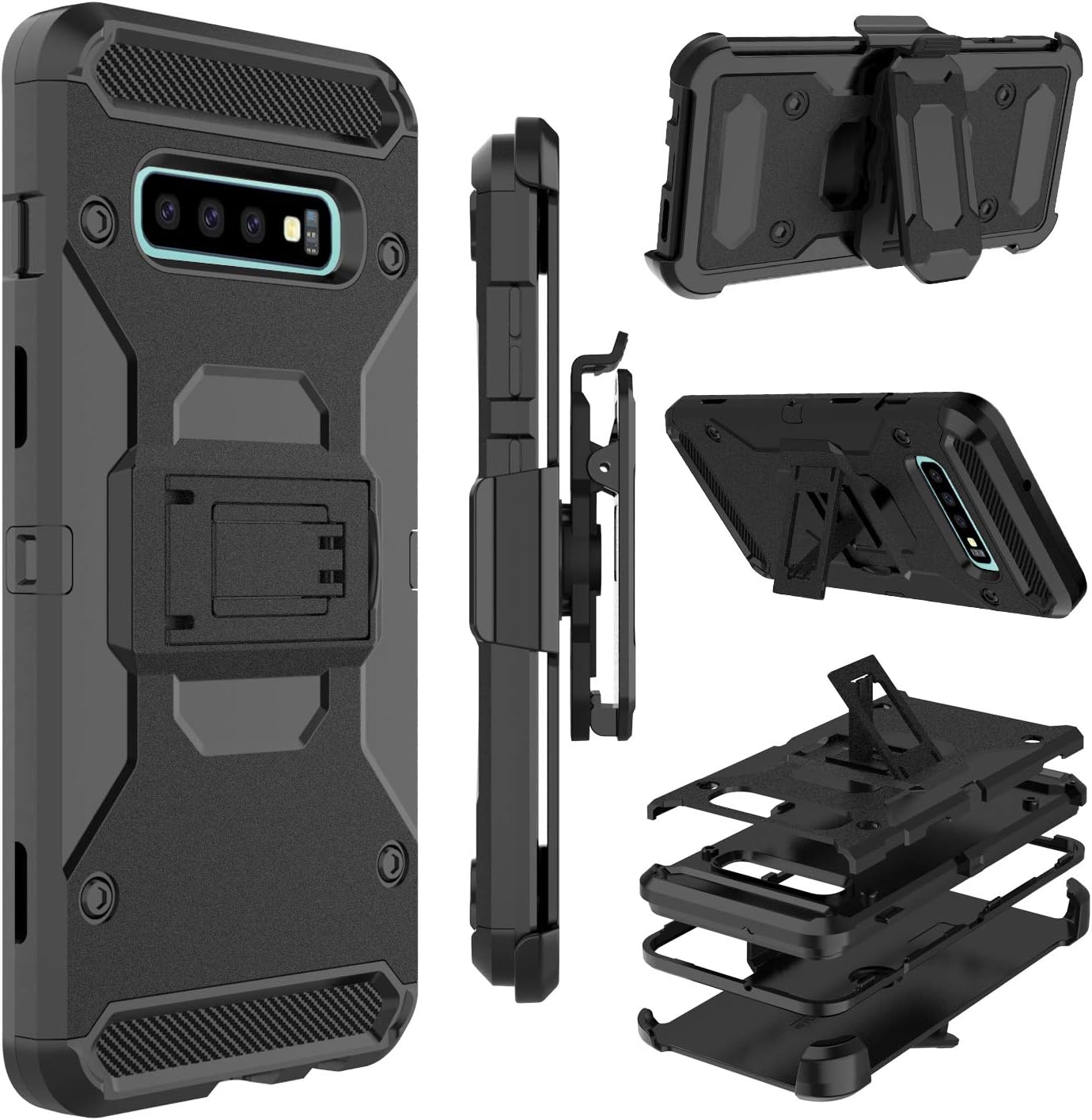 Zenic Case for Galaxy S10, Heavy Duty Shockproof Protective Case with Belt Clip Holster, Kickstand for Samsung Galaxy S10 6.1 inch(Black)