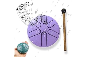 YUNEEHA Steel Tongue Rain Drum- 3 Inch 6 Notes Mini Hand Yard Rhythm Drum for Outdoor Garden Symphony (Purple)