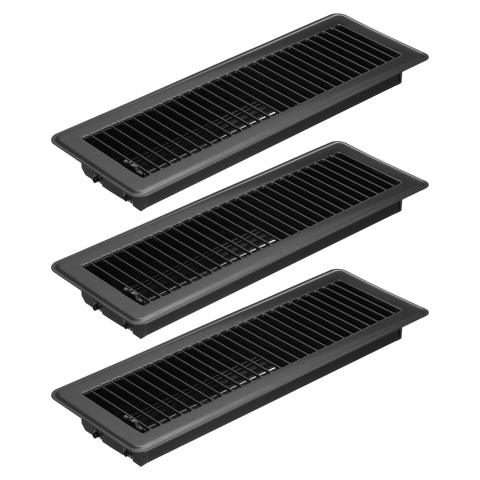 PATIKIL 14 x 4 Inch Floor Register, 3pcs Heavy Duty Air Vent Cover Steel Adjustable Decor Vents Easy Adjust Floor Grates for Sidewall Home Office, Black