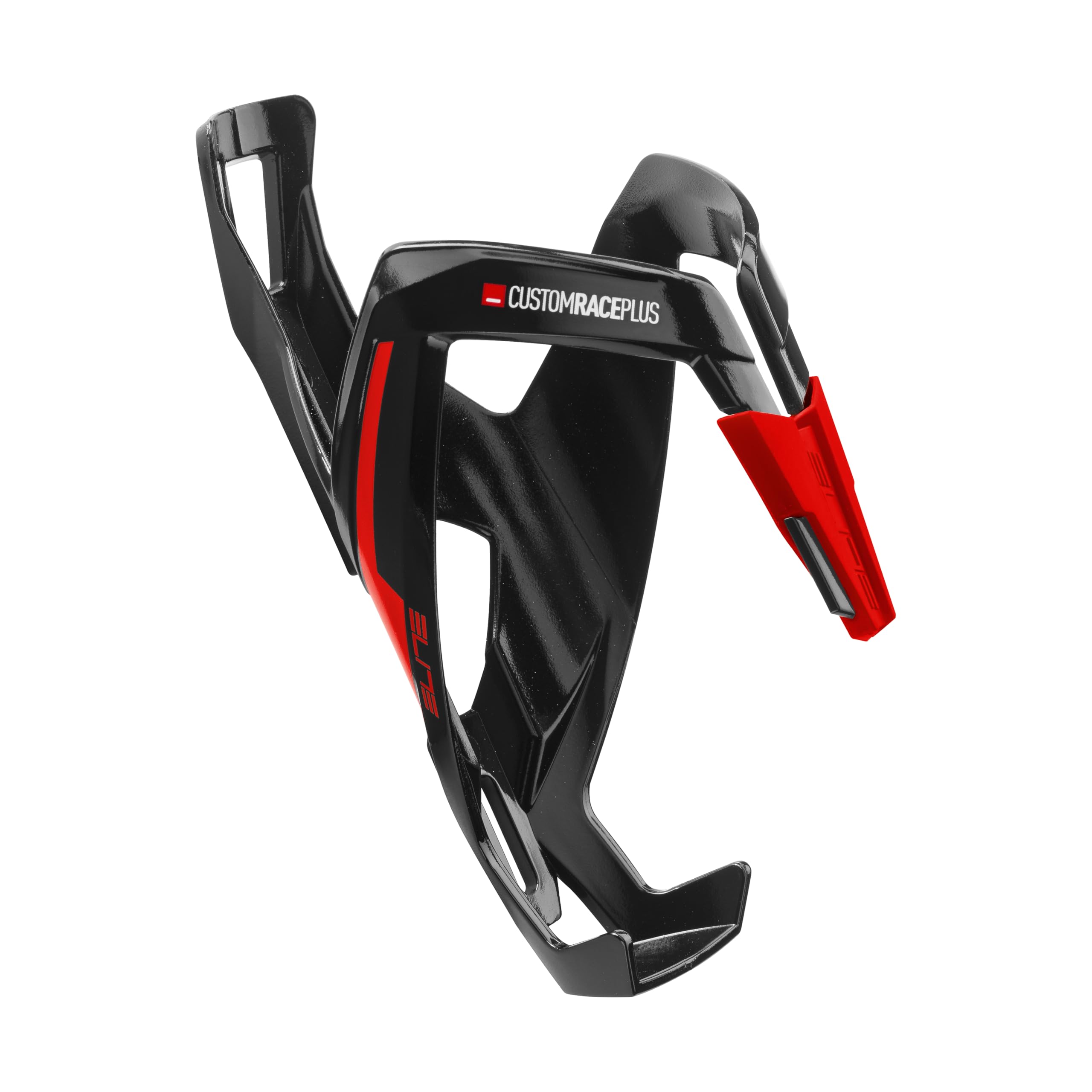 Elite Custom Race Plus Bottle Cage Black Glossy Red Graphic – Enhanced Self-Adjusting Bike Bottle Holder with Superior Grip – Lightweight Fibre-Reinforced – For Road Bike, MTB & Gravel Cycling — image 1