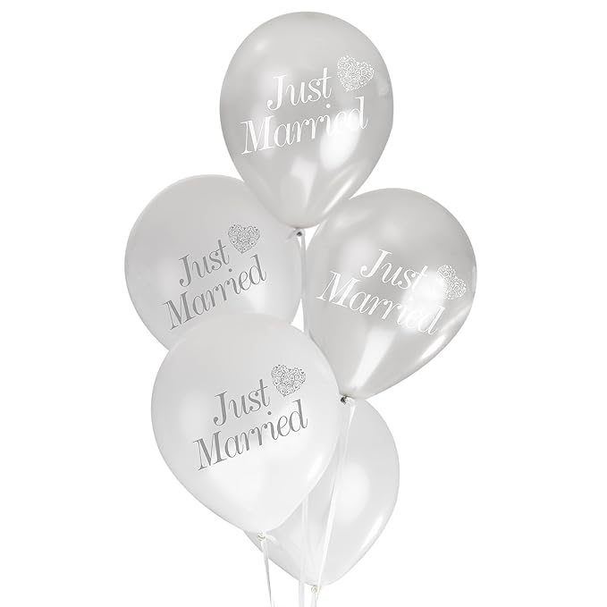Neviti Vintage Romance Ballons Just Married, Weiß/Silber