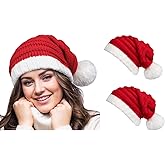 OCTEEN Knitted Santa Hat Adult Christmas Xmas Unisex Knit Beanie Red Skull Cap Stocking Hats For Women Men
