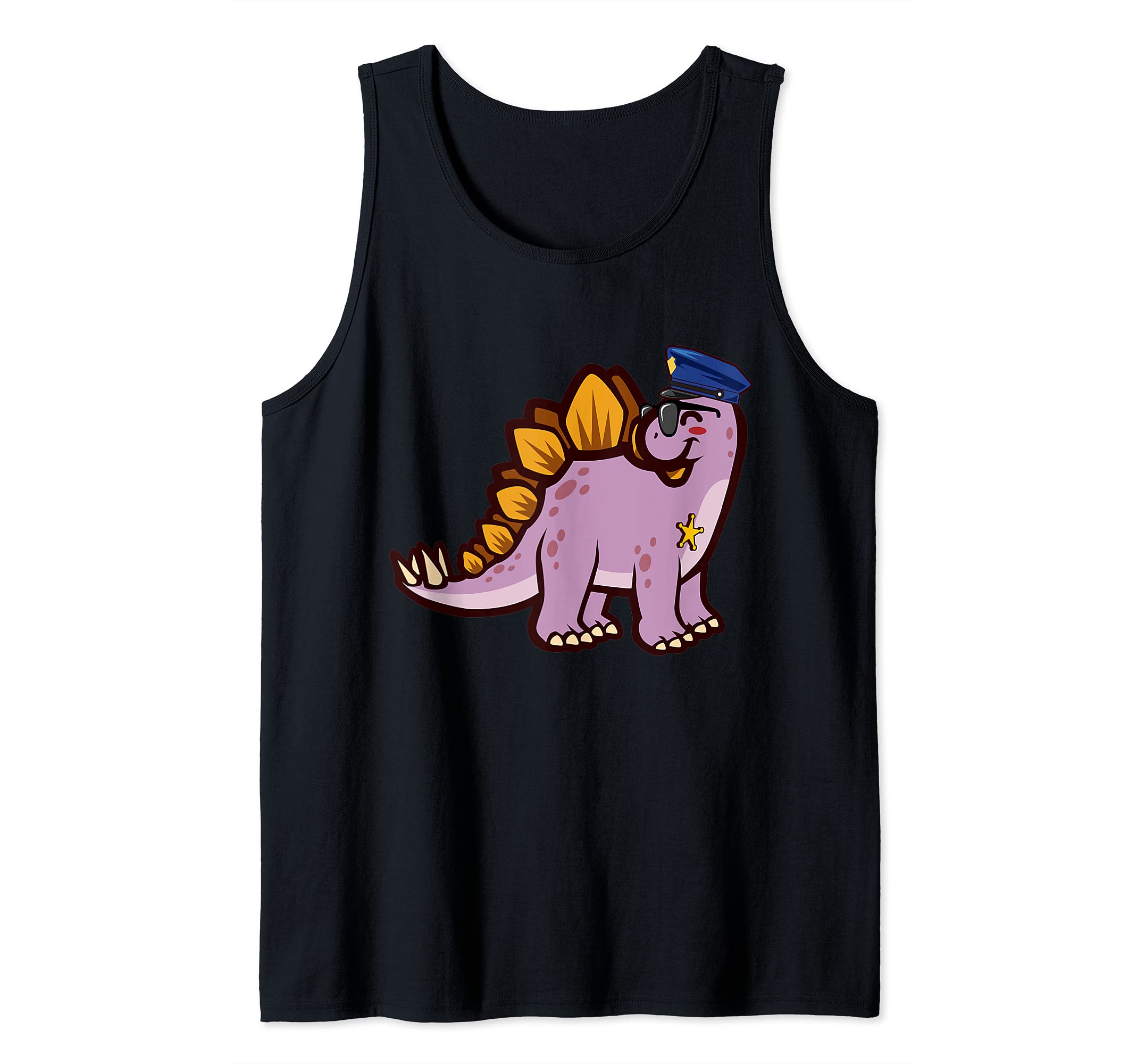 Police Officer Cop Law Enforcement Stegosaurus Dinosaur Tank Top