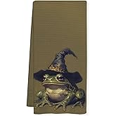 Qnhij Frog Witch Gifts Kitchen Towels, Witch Decor Hand Towels for Bathroom, Frog Decor for Kitchen, Wizard Gifts Decorative Towels for Home, Halloween Home Decoration, 16x24 Inch