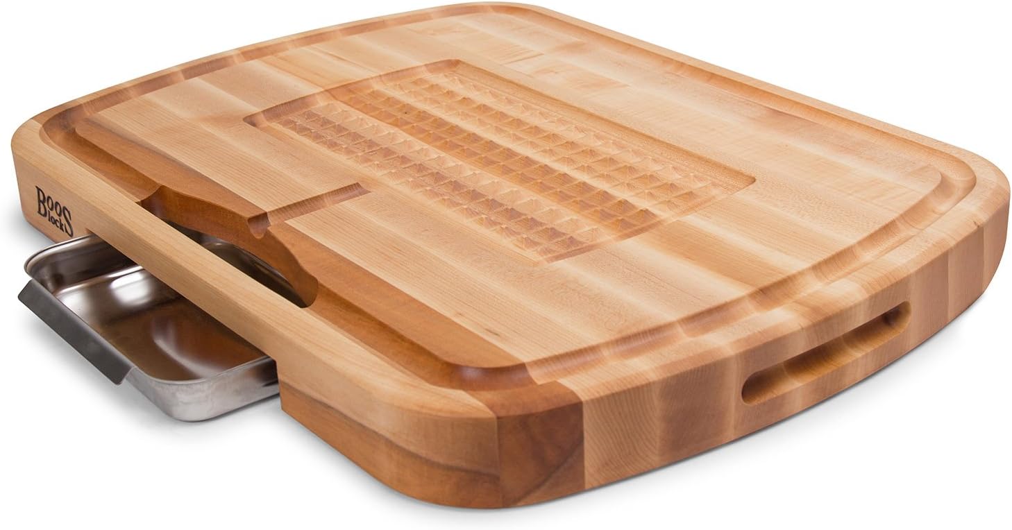 John Boos Block CB1053-1M2418225 Carving Collection Pyramid Design Reversible Maple Cutting Board with Juice Groove and Pan, 24 Inches x 18 Inches x 2.25 Inches: Kitchen & Dining