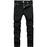 Boy's Skinny Fit Ripped Destroyed Distressed Stretch Slim Jeans Pants