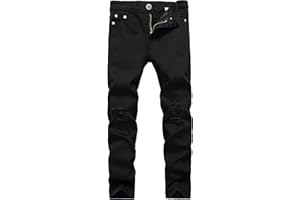 FREDD MARSHALL Boy's Skinny Fit Ripped Destroyed Distressed Stretch Slim Jeans Pants