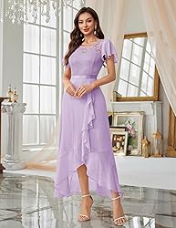 BeryLove Prom Dresses for Women Wedding Guest Ruffe