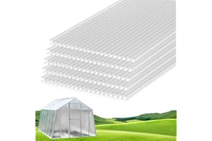 Teabelle 12pcs Polycarbonate Clear Greenhouse Panels, 4'×2'×0.32'' Waterproof UV-Proof Transparent Sheet, Double-Layer Insula