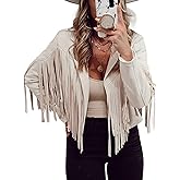 Bibowa Faux Suede Leather Jackets For Women Trendy Fall Western Fringe Cropped Jacket 2025 Tassel Motorcycle Crop Coats