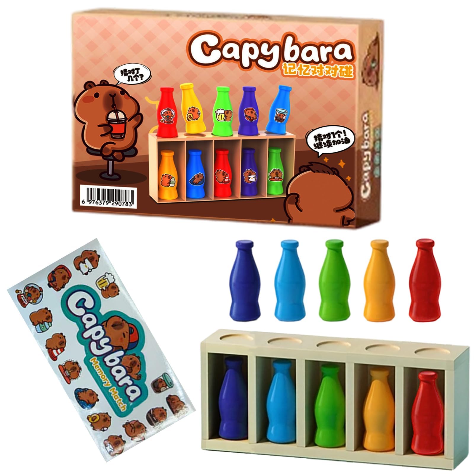 Kids Puzzle Toy Matching Puzzle Game – Guess the Bottle Drink Color, Color Match Action Game, Improve Logical Thinking and Reasoning Skills Interactive Sorting Toy, Capybara