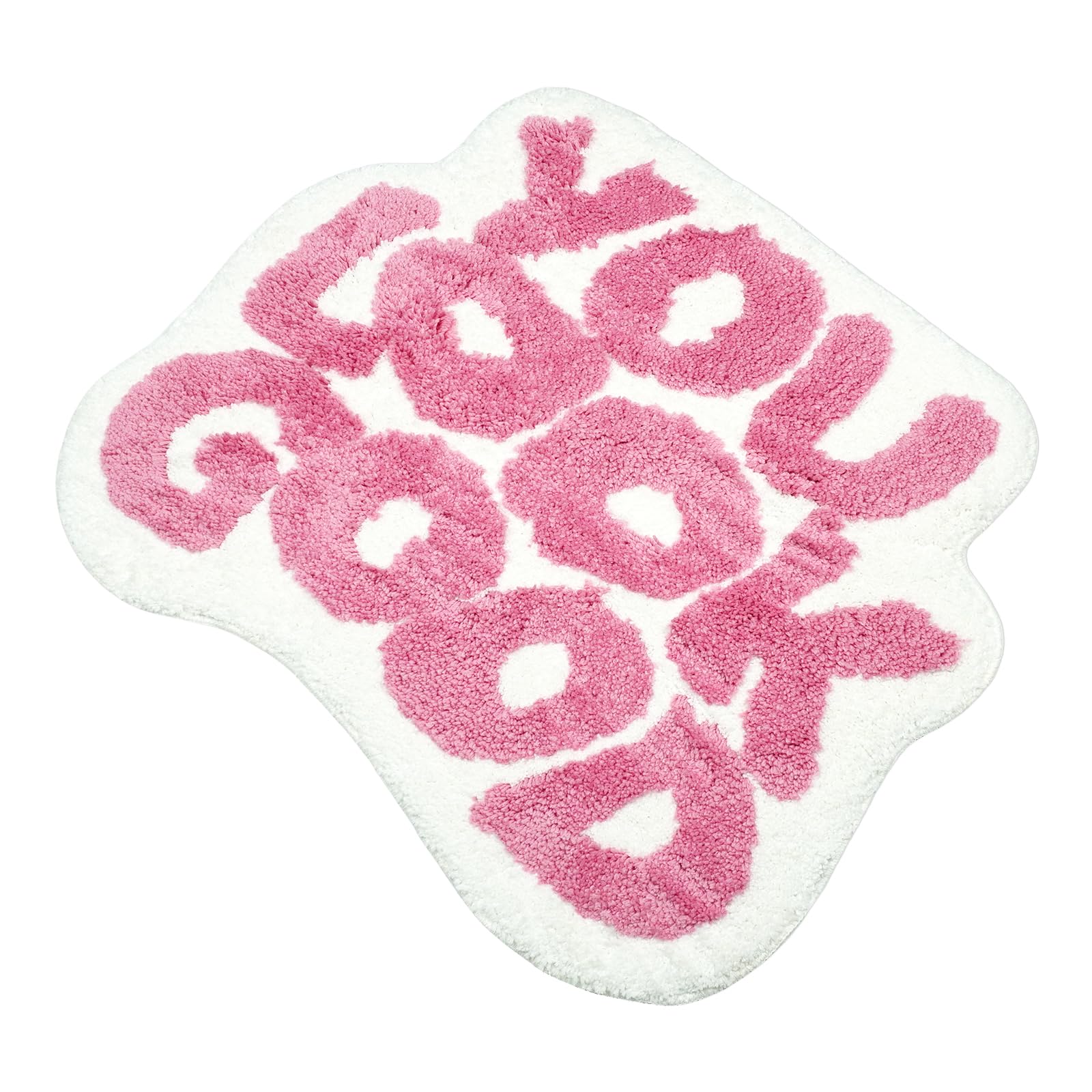 YOOCHUENG Pink Bathroom Mat Non-Slip Washable Absorbent,Funky Bath Mat Medium Pile Bathroom Rug for Shower Bedroom Fluffy Floor Rug,54x64cm Pink