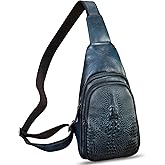 FEIGITOR Genuine Leather Silng Bag for Women and Men Real Leather Sling Backpack Chest Purse Shoulder Crossbody Bag