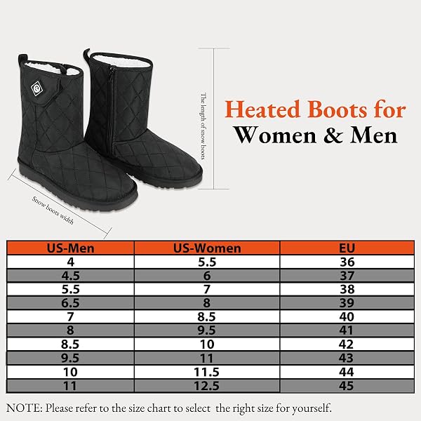 SAVIOR HEAT HEATED BOOTS HEATED SHOES FOR WOMEN MEN,ELECTRIC RECHARGEABLE HEATED FOOT WARMER FOR FEET,STYLISH WINTER FOOTWEAR (BLACK,M5.5/W7)