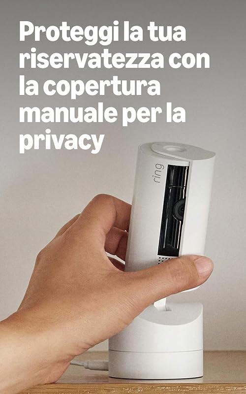 Videocamera interna inclinabile Ring (Pan-Tilt Indoor Camera) | Videocamera di sicurezza plug-in | Panoramica 360°, inclinazione 169° | Ring Protect: 30 gg. prova gratuita