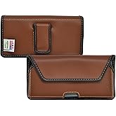 Turtleback Brown Belt Clip Designed for iPhone 16 Pro, 16e, 15 Pro, 14 Pro, 13 - Small β Fits Slim Thin Style Cases, Leather Holster with Executive Belt Clip, Horizontal