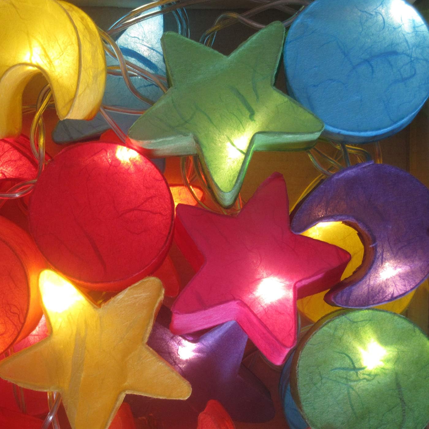 Blaze On Star, Sun and Moon Fairy Lights (Rainbow Colours), 20 Warm White LED Lights - Image 3