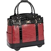 JKM & Company Rolling Laptop Bag for Women | Designer Wheeled Briefcase | Fits 13-17" Laptops | Office Travel Computer Case